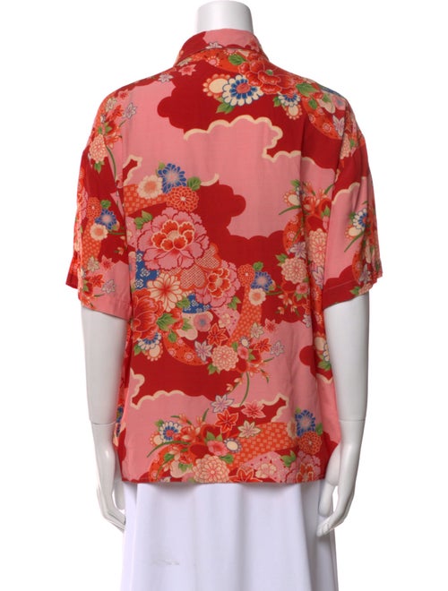 RE/DONE Floral Print Short Sleeve Button-Up Top