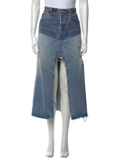 RE/DONE Distressed Accents Midi Length Skirt