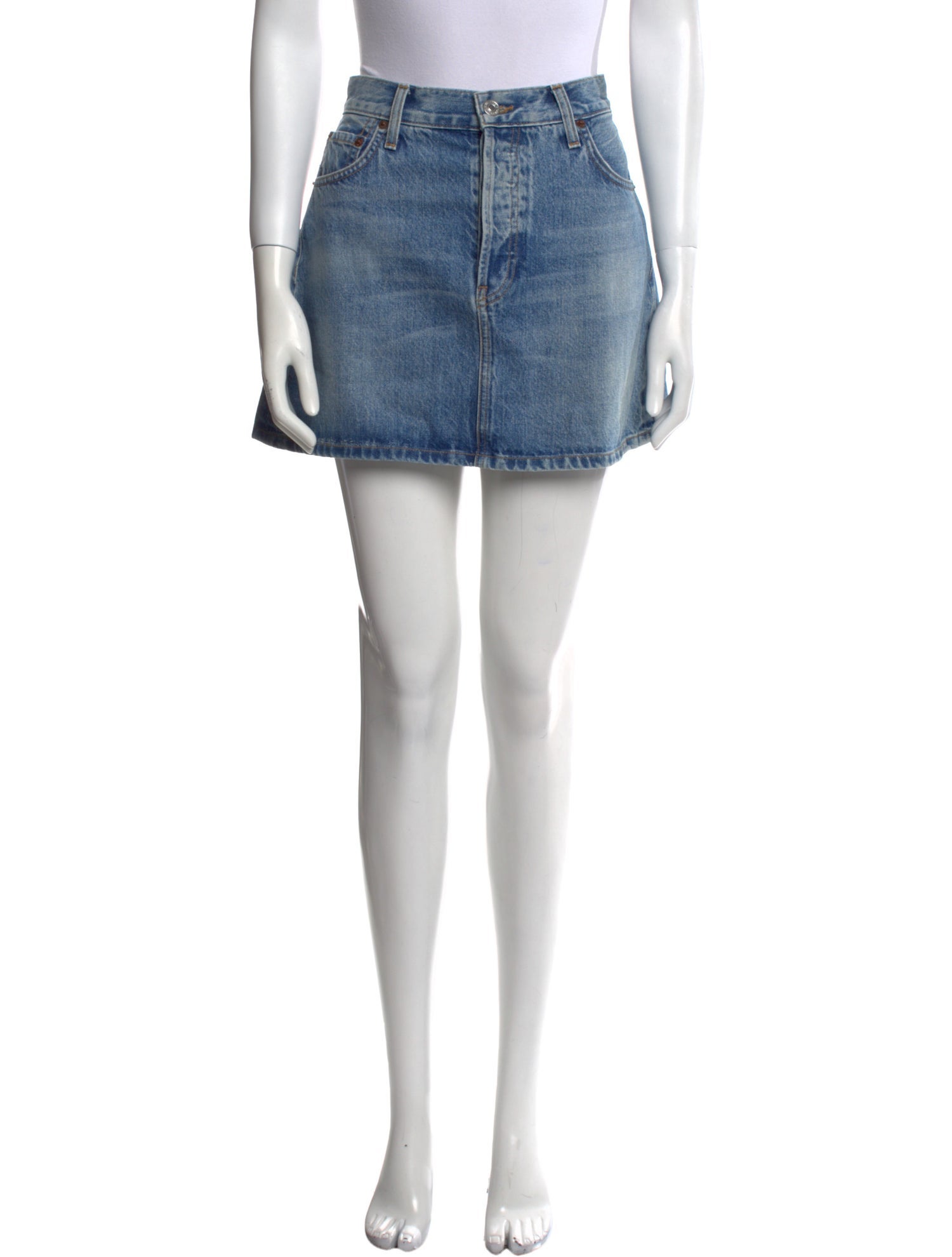 RE/DONE Raw-Edge Trim Mini Skirt