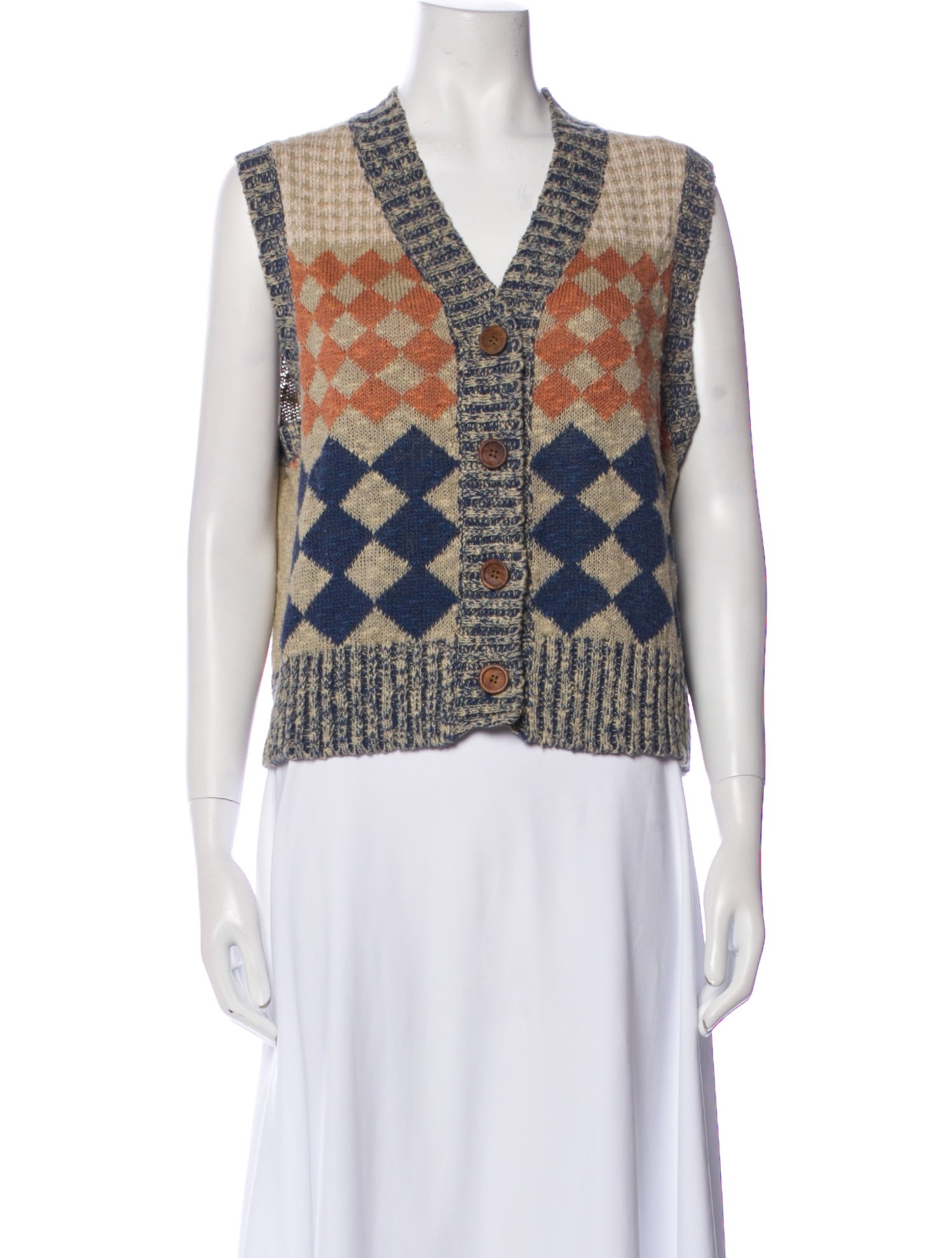 RE/DONE Printed V-Neck Sweater