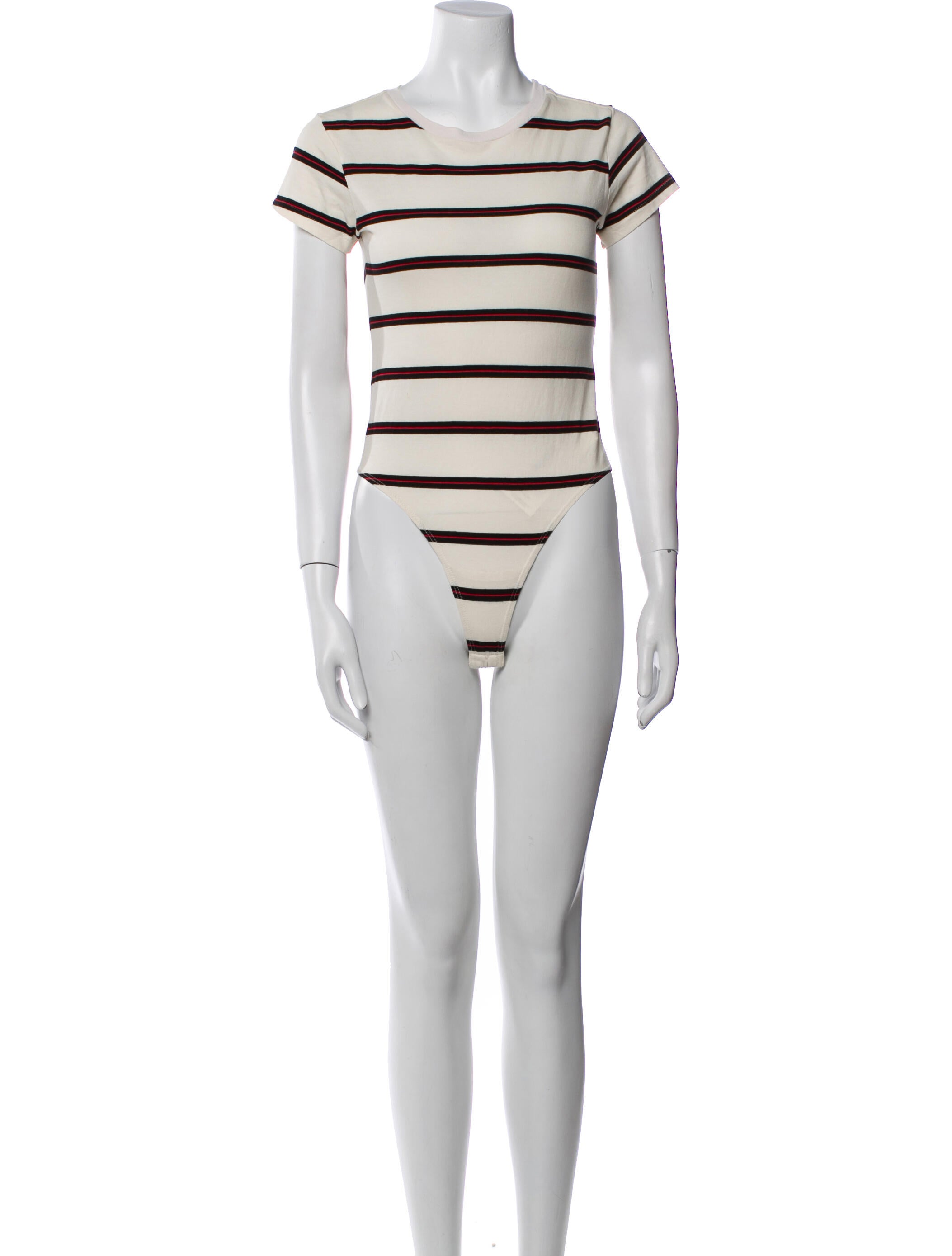 RE/DONE Striped Scoop Neck Bodysuit