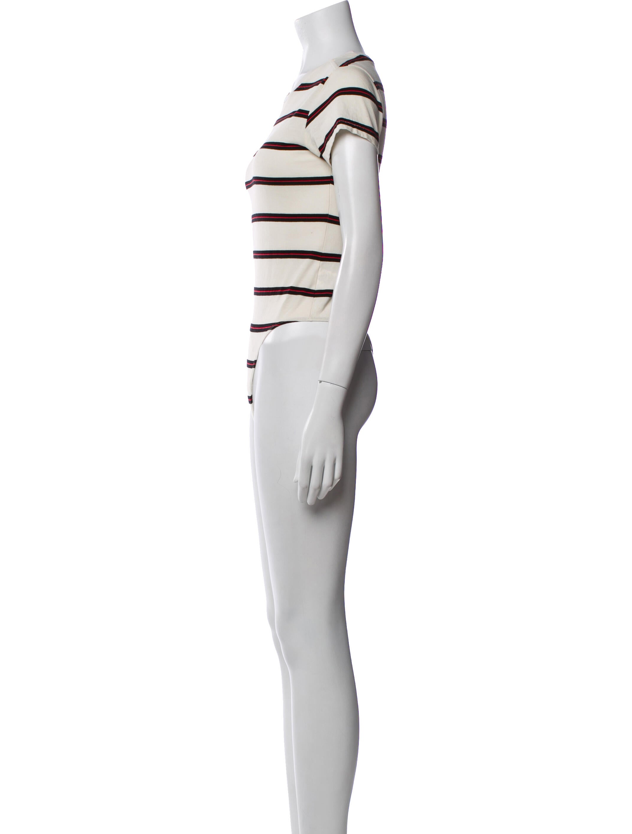 RE/DONE Striped Scoop Neck Bodysuit