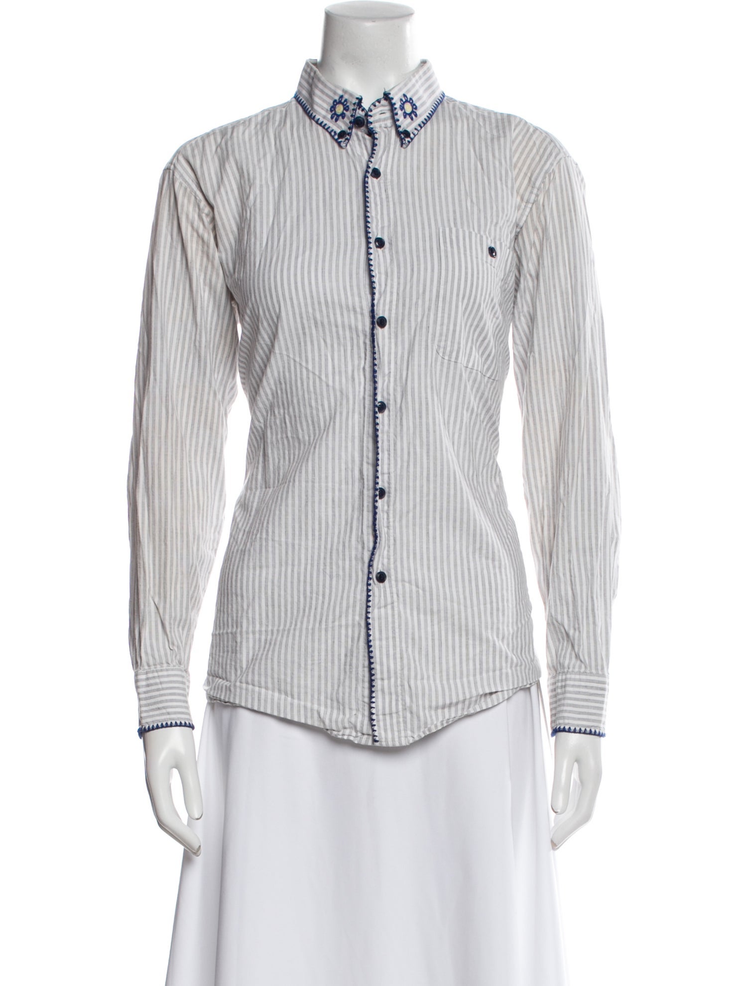 RE/DONE Striped Long Sleeve Button-Up Top