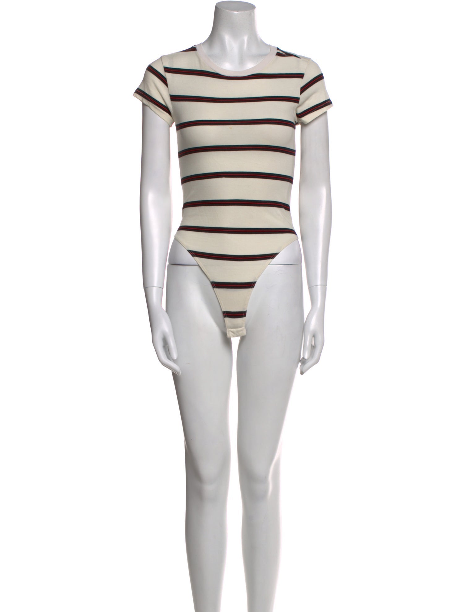 RE/DONE Striped Cowl Neck Bodysuit