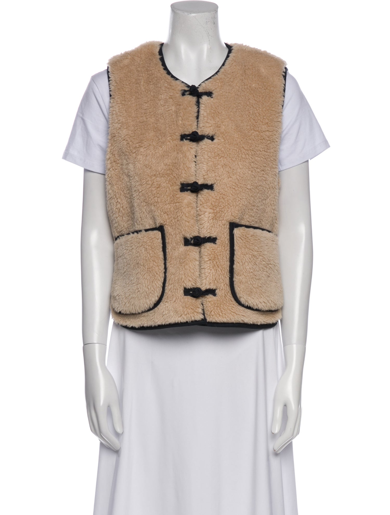 RE/DONE Faux Shearling Colorblock Pattern Vest