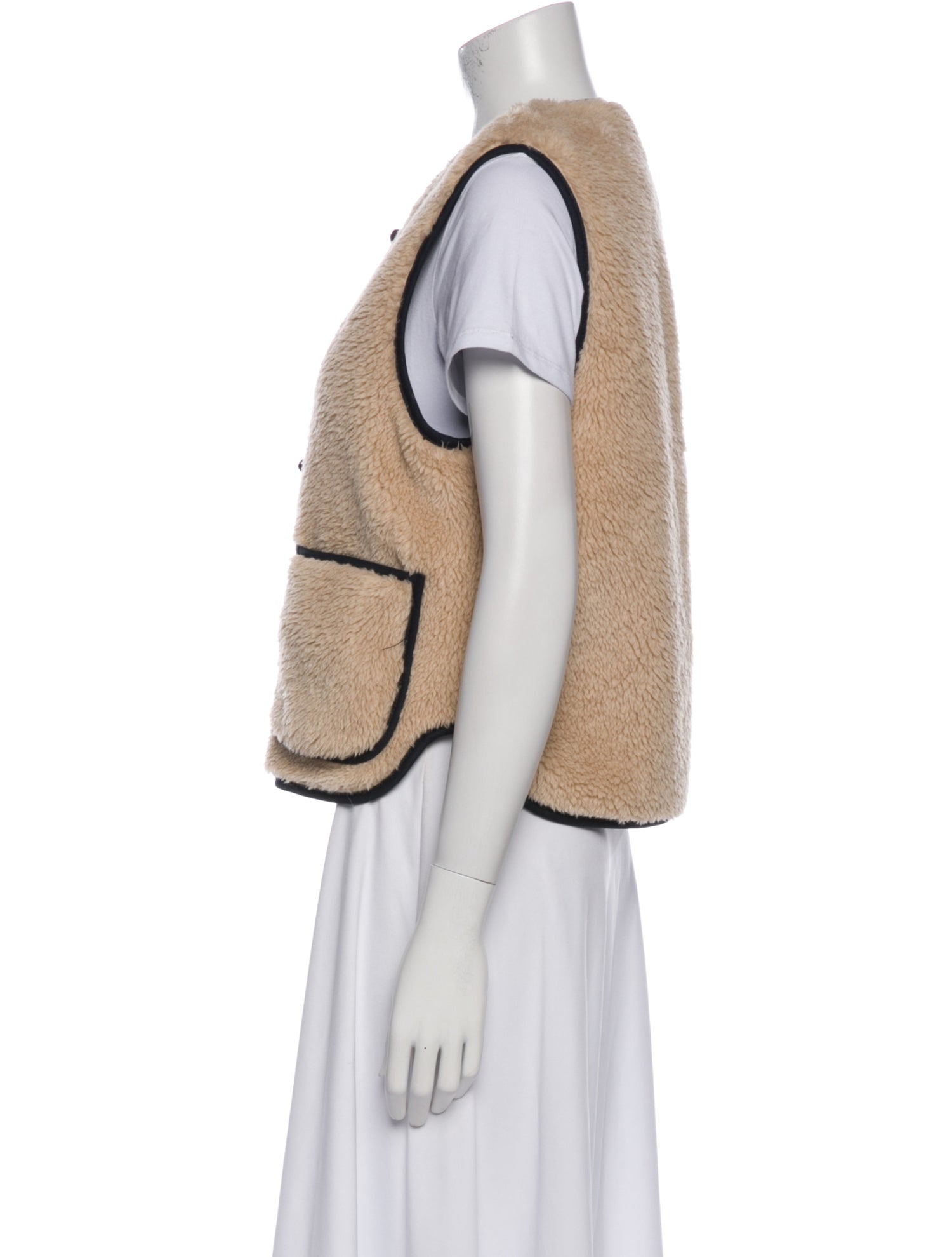 RE/DONE Faux Shearling Colorblock Pattern Vest