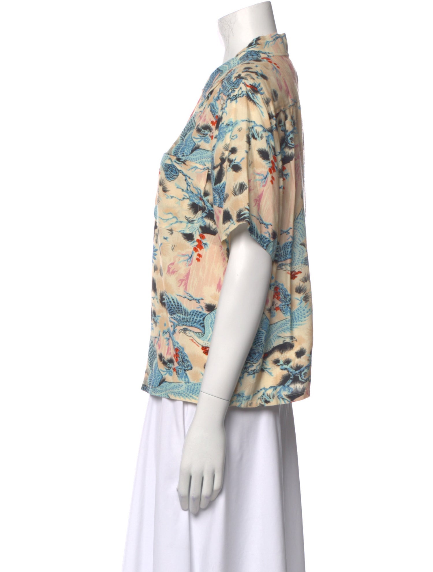 RE/DONE Printed Short Sleeve Button-Up Top