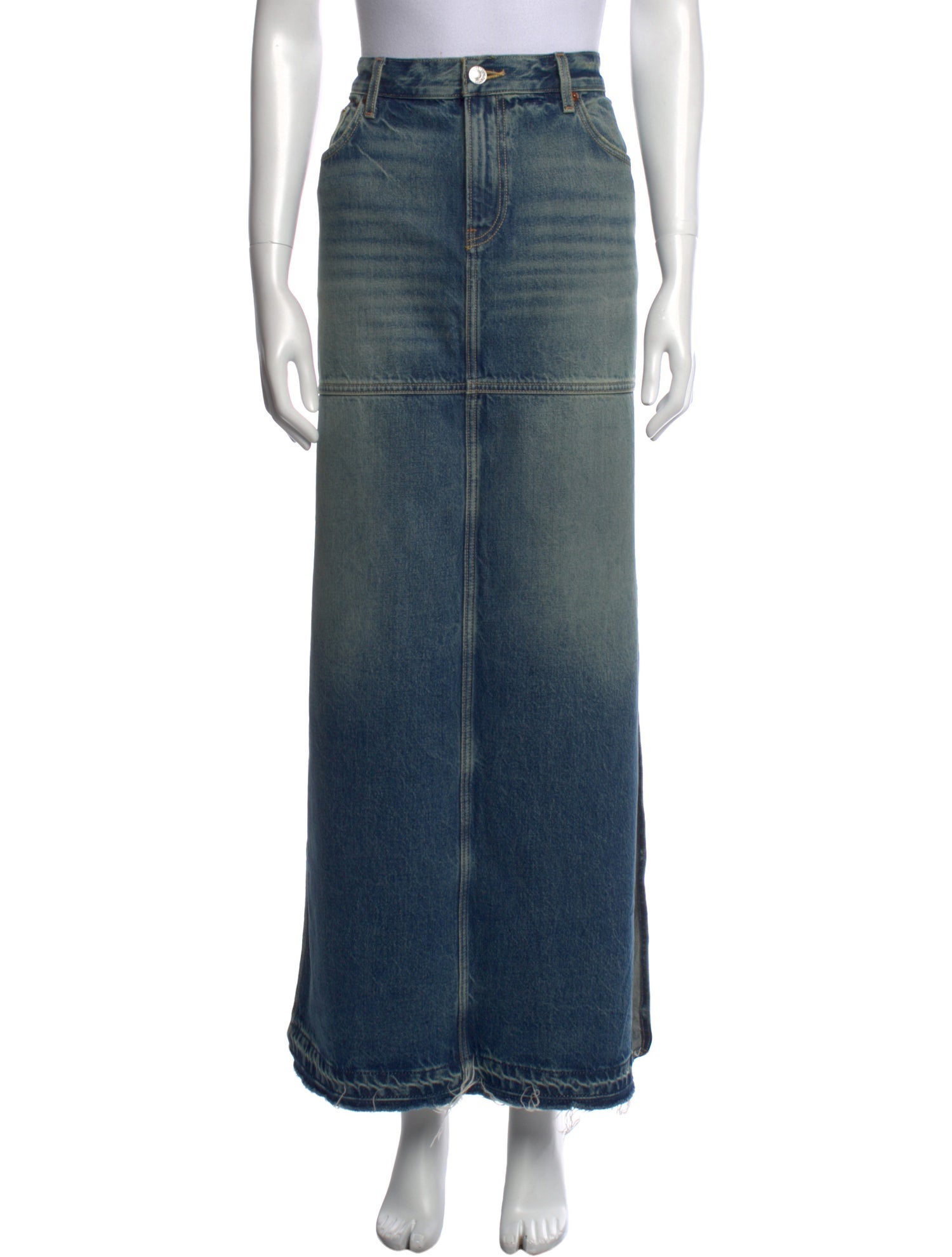 RE/DONE Raw-Edge Trim Long Skirt