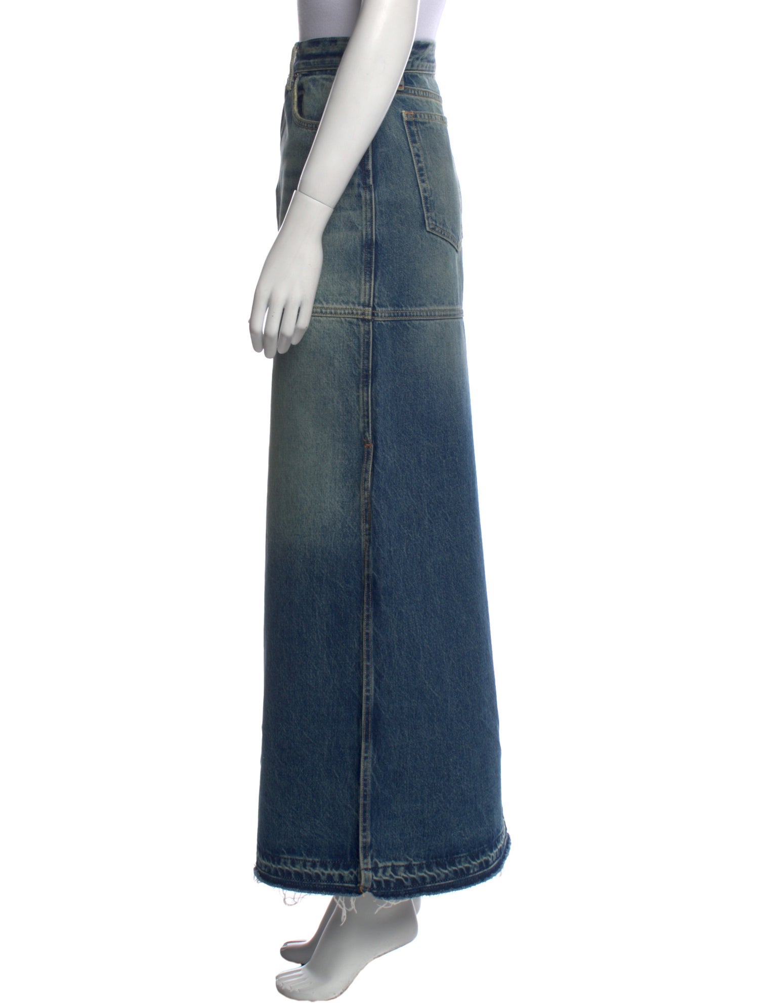 RE/DONE Raw-Edge Trim Long Skirt
