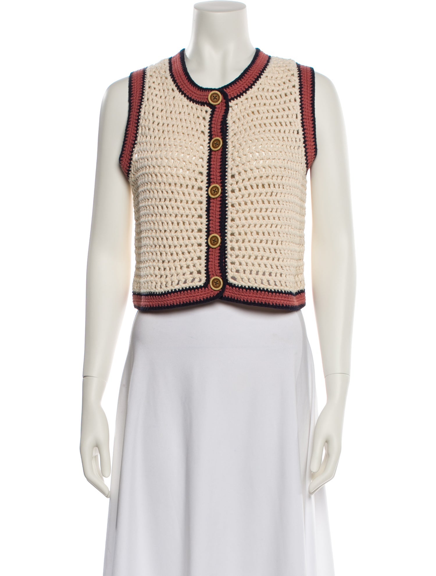 RE/DONE Crochet Colorblock Pattern Sweater