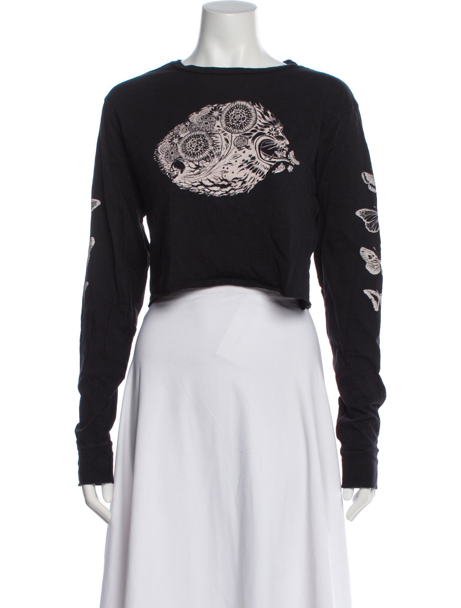 RE/DONE Graphic Print Crew Neck Crop Top