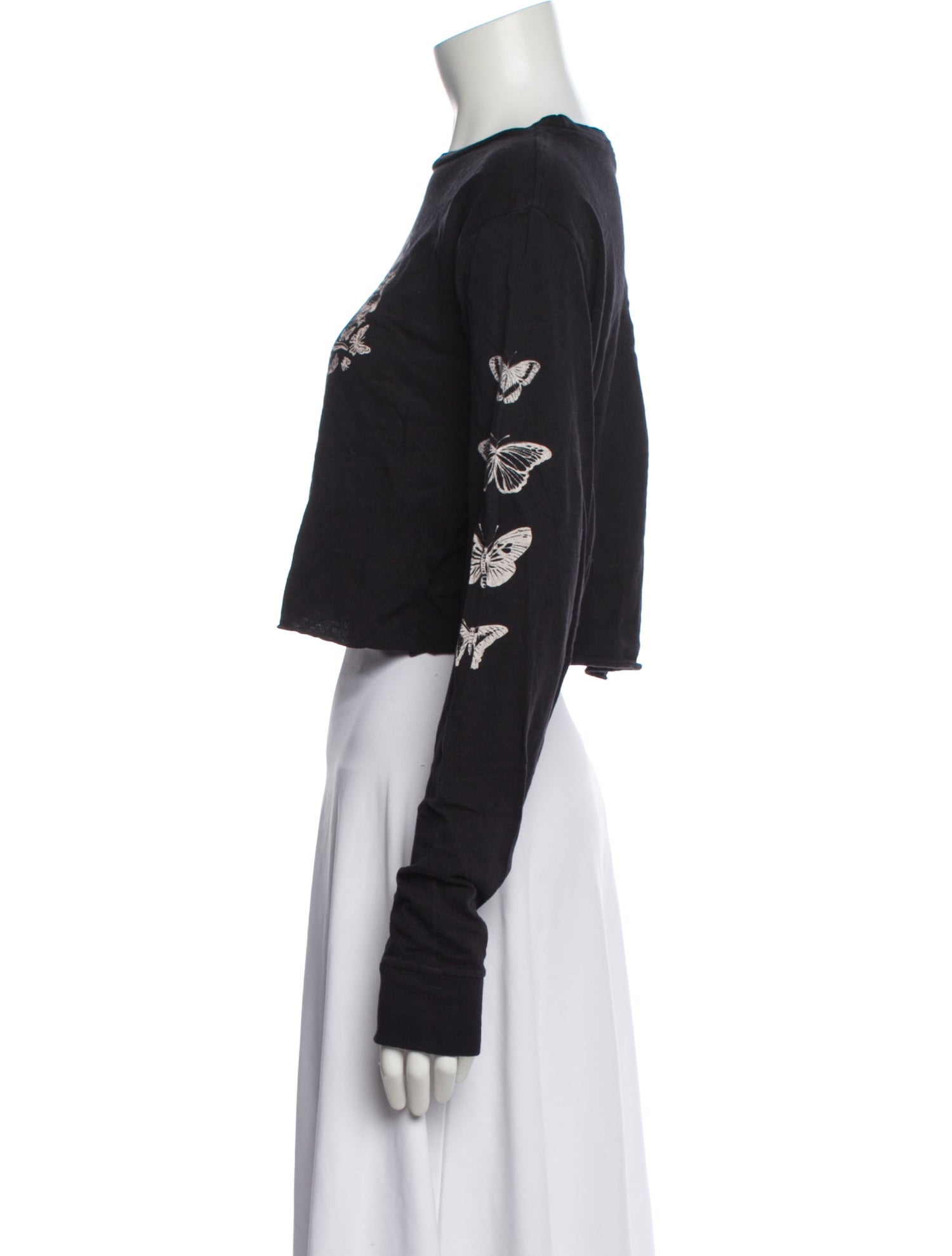 RE/DONE Graphic Print Crew Neck Crop Top