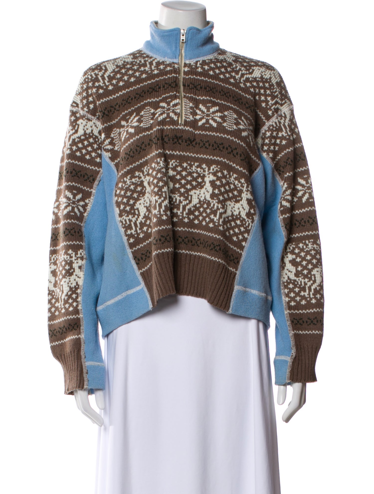 RE/DONE Printed Mock Neck Sweater