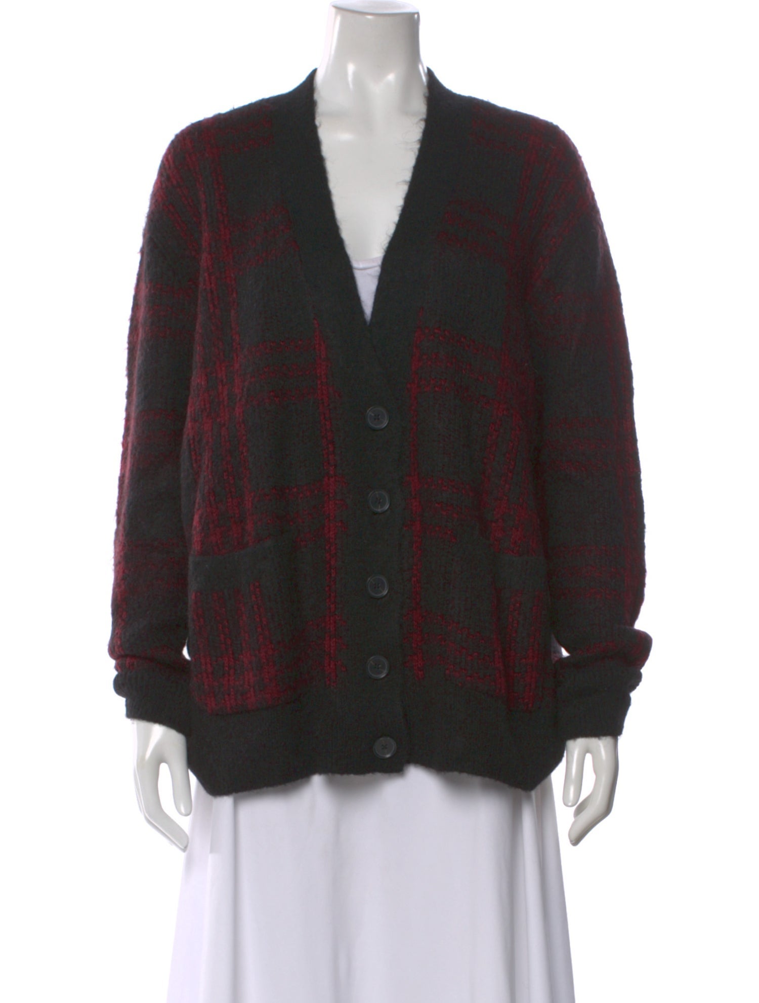 RE/DONE Plaid Print V-Neck Sweater