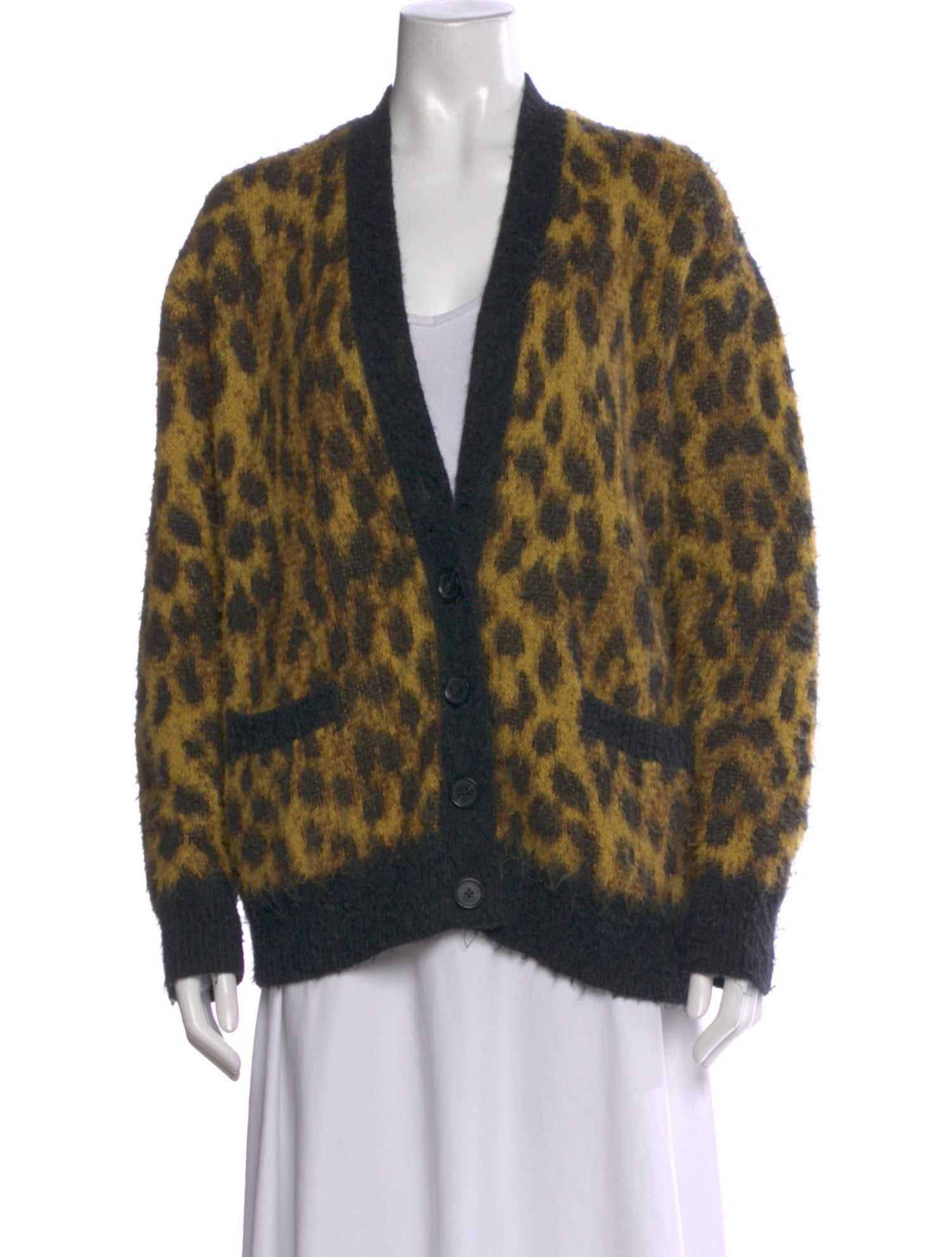 RE/DONE Animal Print V-Neck Sweater