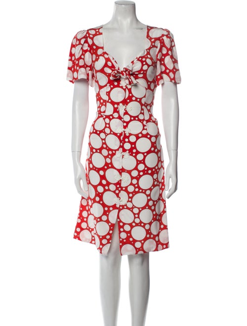 Rebecca de Ravenel Polka Dot Print Knee-Length Dress