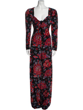 Rebecca de Ravenel Silk Floral Print Jumpsuit
