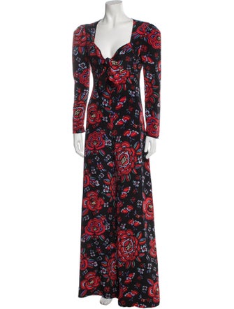 Rebecca de Ravenel Silk Floral Print Jumpsuit