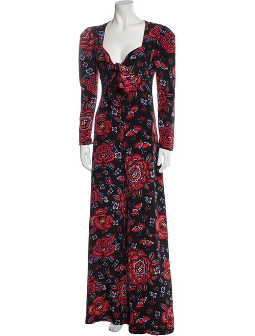 Rebecca de Ravenel Silk Floral Print Jumpsuit