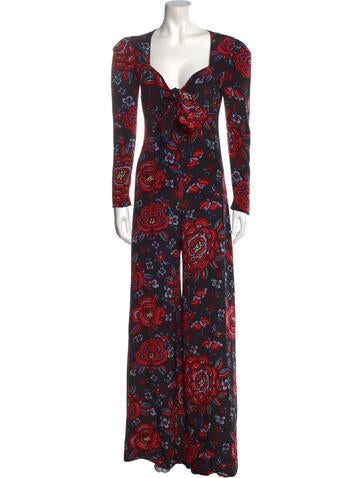 Rebecca de Ravenel Jumpsuits and Rompers Silk Floral Print Jumpsuit US 2 | XS