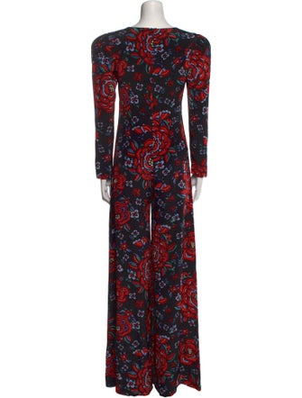 Rebecca de Ravenel Floral Print Square Neckline Jumpsuit