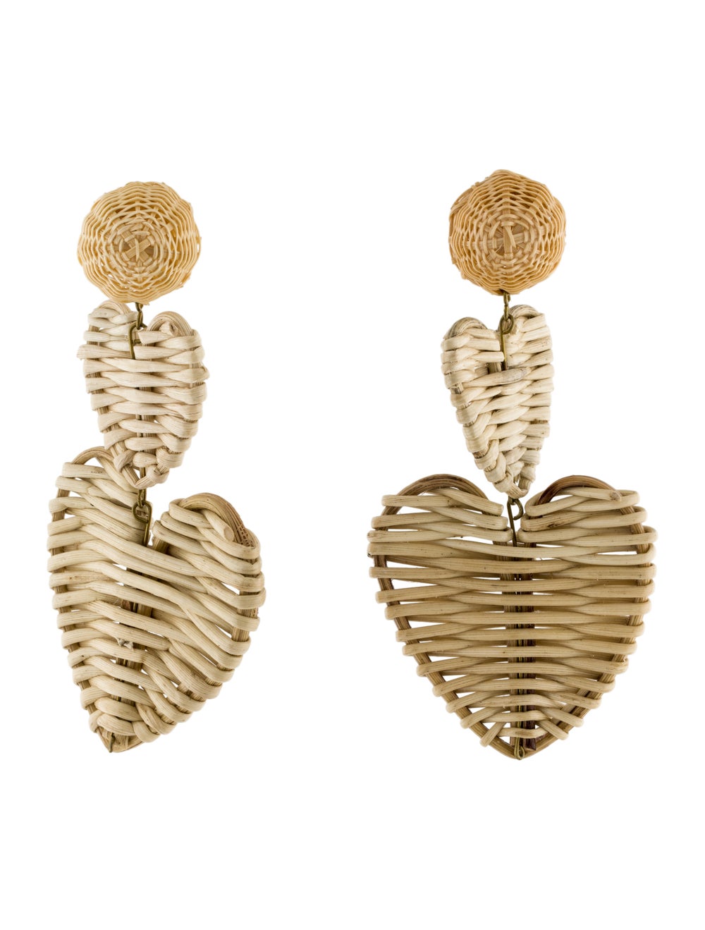 Rebecca de Ravenel Rattan Heart Drop Earrings Gem