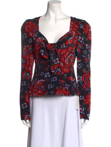 Rebecca de Ravenel Tops Silk Floral Print Blouse M