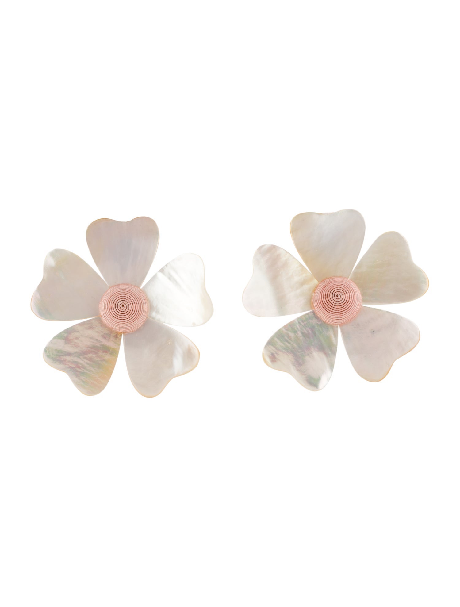 Rebecca de Ravenel Silk Cord & Mother of Pearl Flower Clip On Earrings
