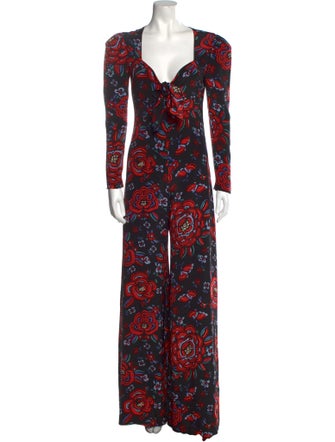 Rebecca de Ravenel Silk Floral Print Jumpsuit