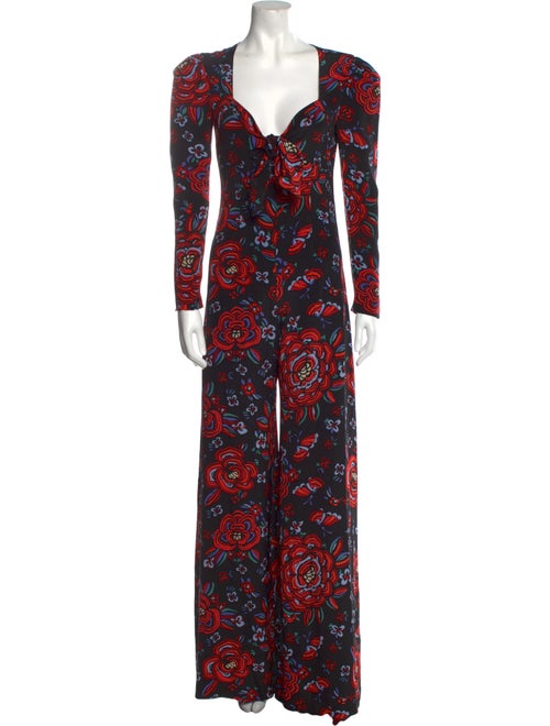 Rebecca de Ravenel Silk Floral Print Jumpsuit