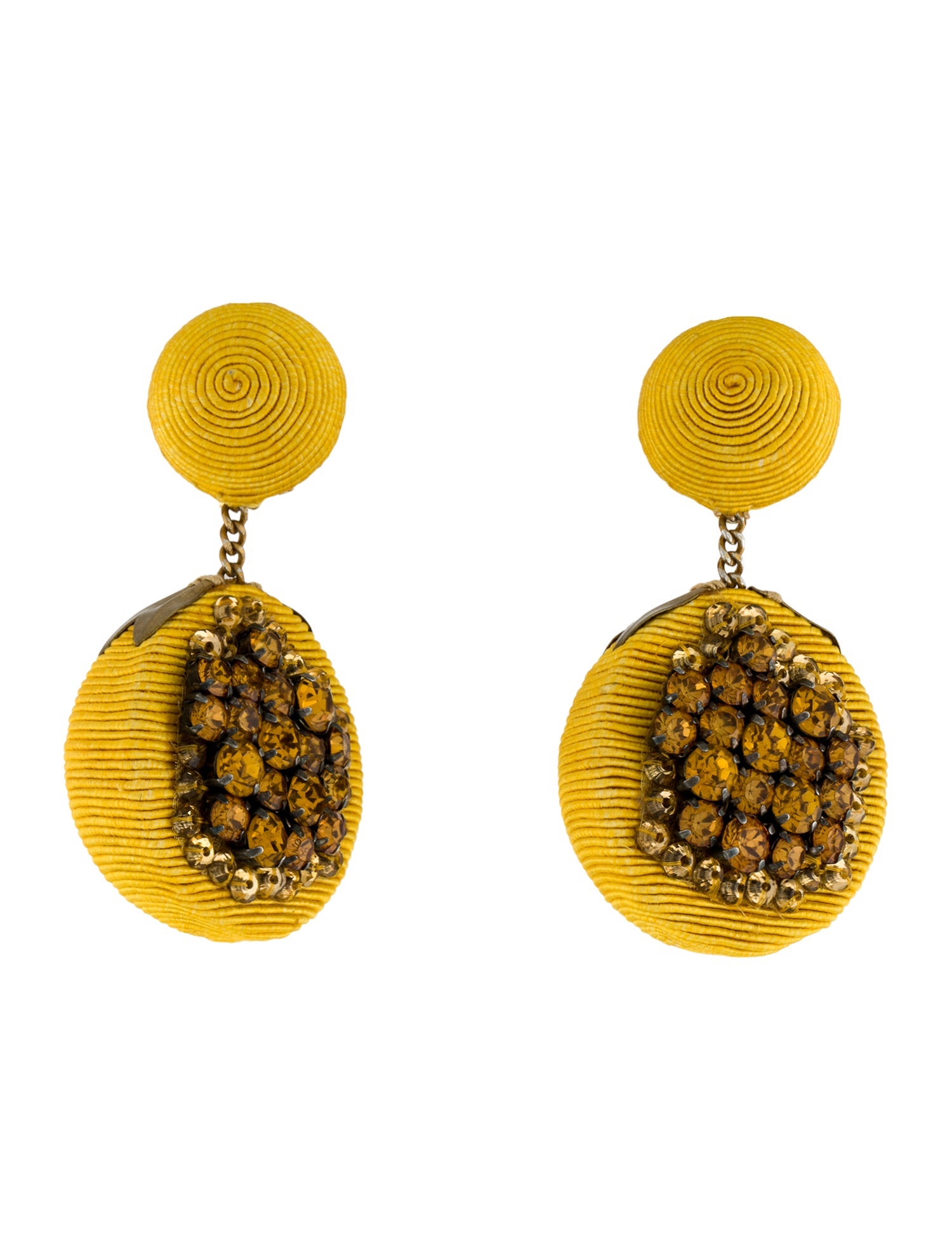 Rebecca de Ravenel Cord & Crystal Fruit Clip-On Drop Earrings