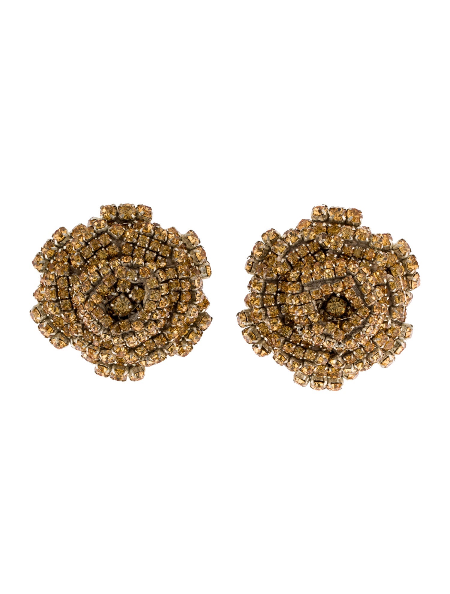 Rebecca de Ravenel Crystal Flower Clip-On Earrings