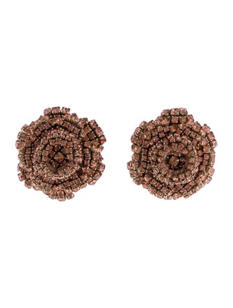 Rebecca de Ravenel Crystal Flower Clip-On Earrings