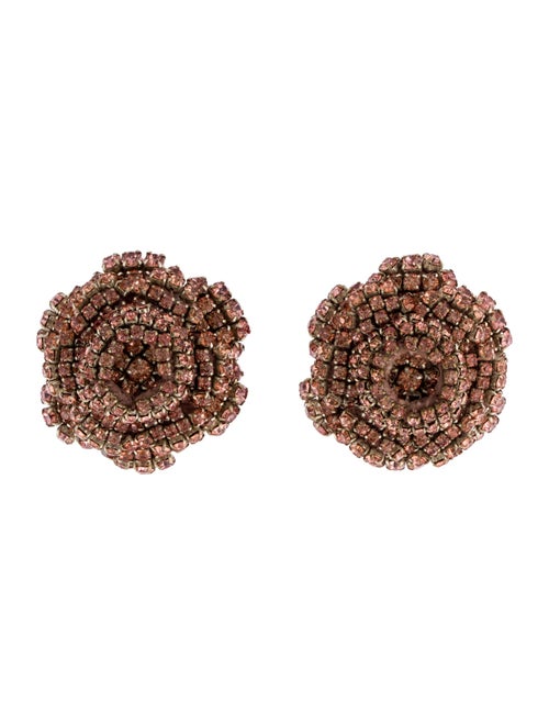 Rebecca de Ravenel Crystal Flower Clip-On Earrings