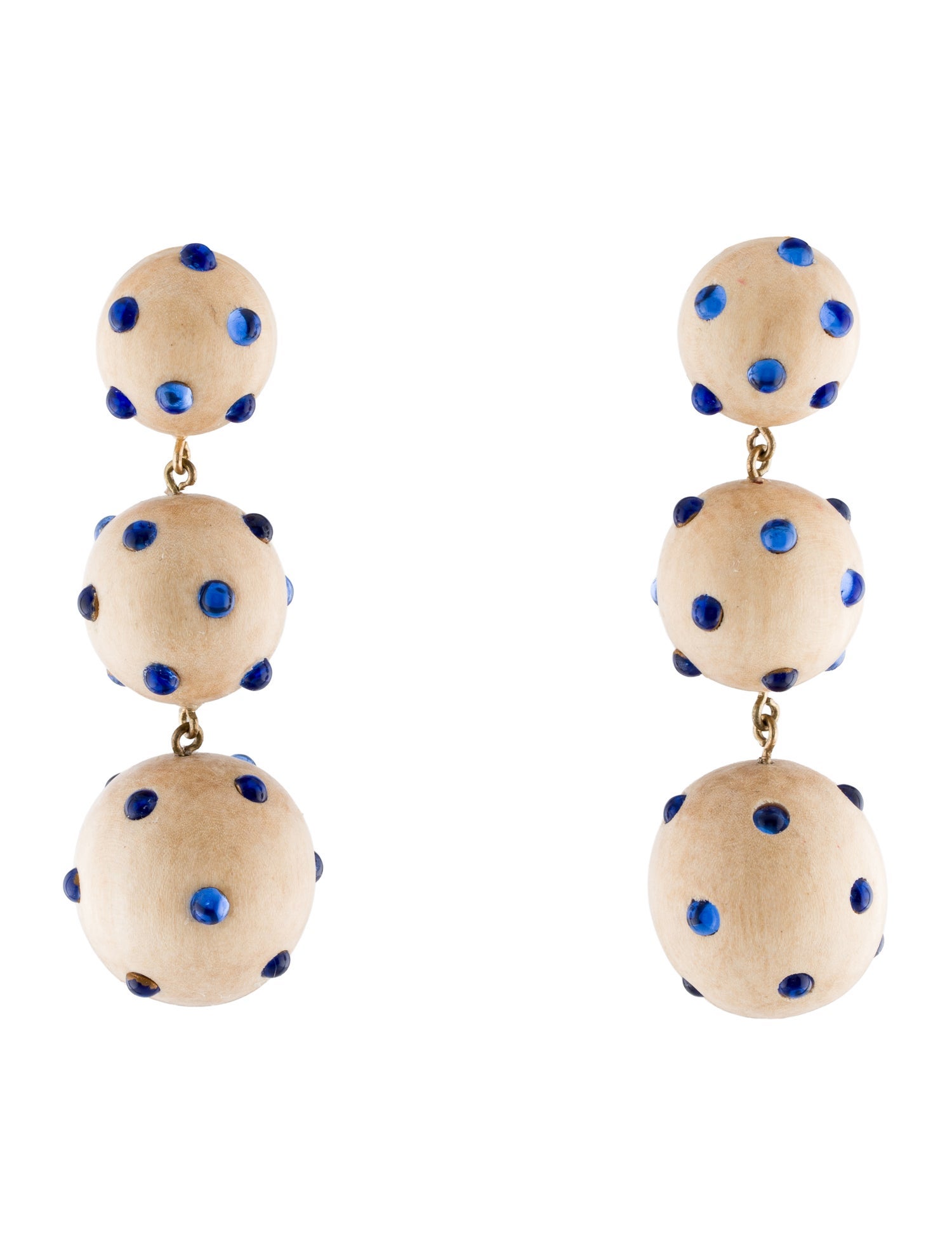 Rebecca de Ravenel Classic Wood & Glass Bead Three Drop Earrings