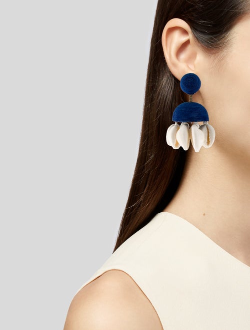 Rebecca de Ravenel Shell & Silk Cord Aquazzura Riviera Clip-On Drop Earrings