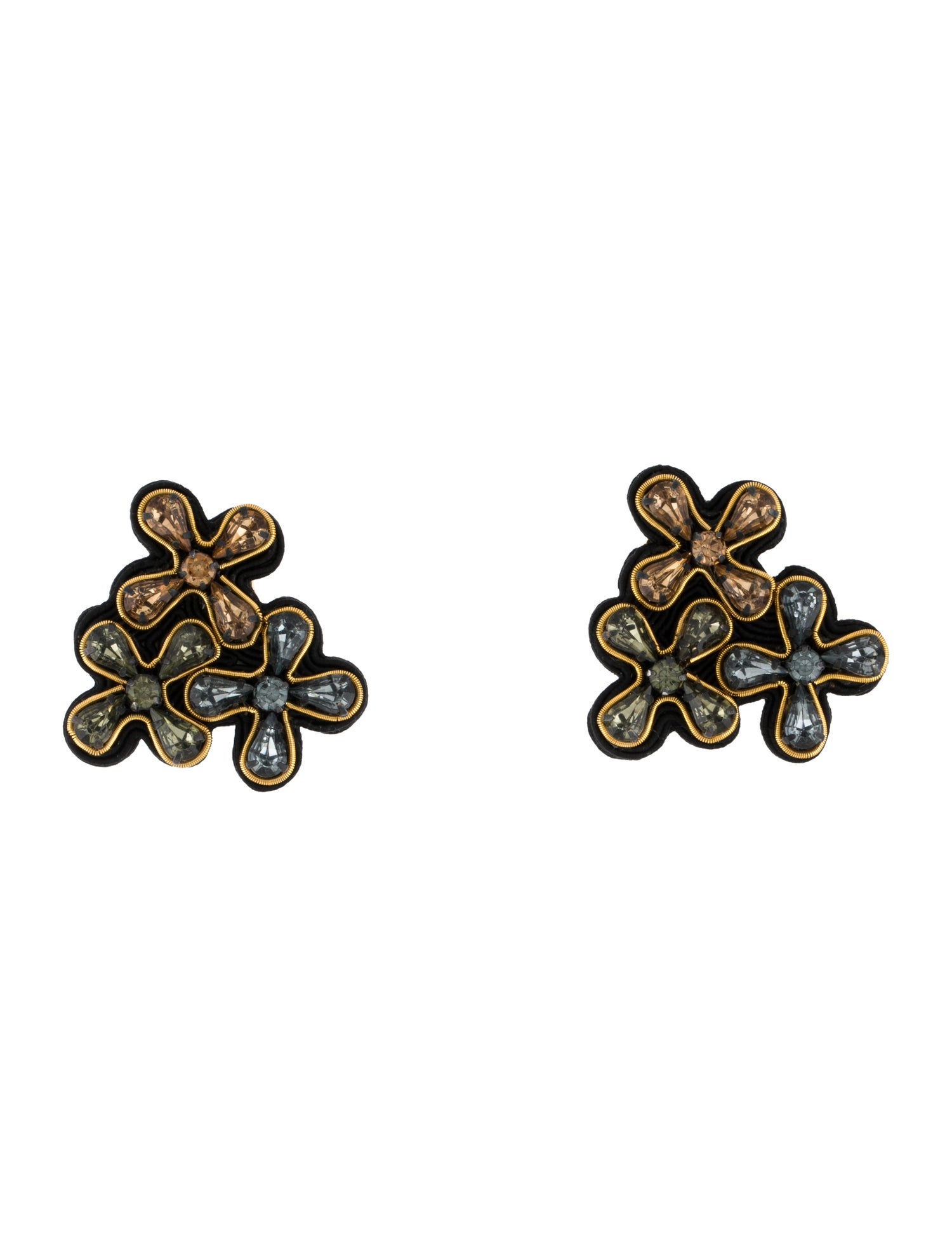 Rebecca de Ravenel Flower Crystal Clip-On Earrings
