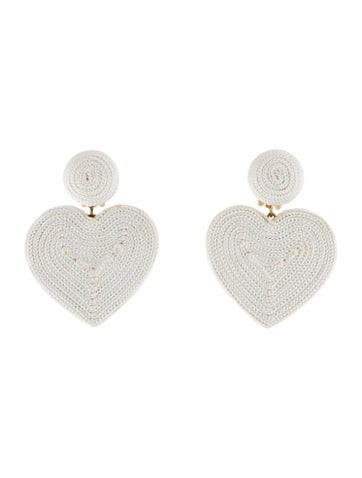 Pre-owned Rebecca De Ravenel Cora Heart Clip-on Drop Earrings In Multi