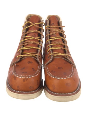 Red Wing Leather Floral Print Lace-Up Boots