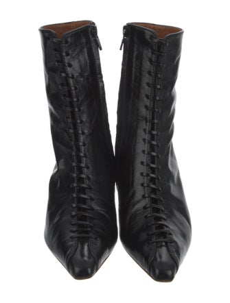 Rejina Pyo Leather Animal Print Combat Boots