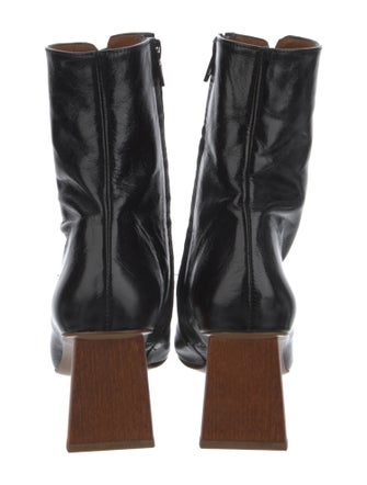 Rejina Pyo Leather Animal Print Combat Boots