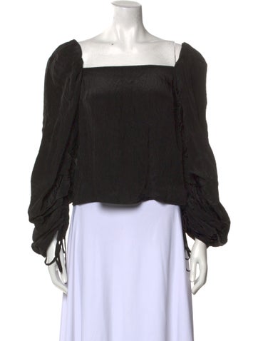 Rejina Pyo Tops Square Neckline Long Sleeve Crop Top Us6, Uk10 | M