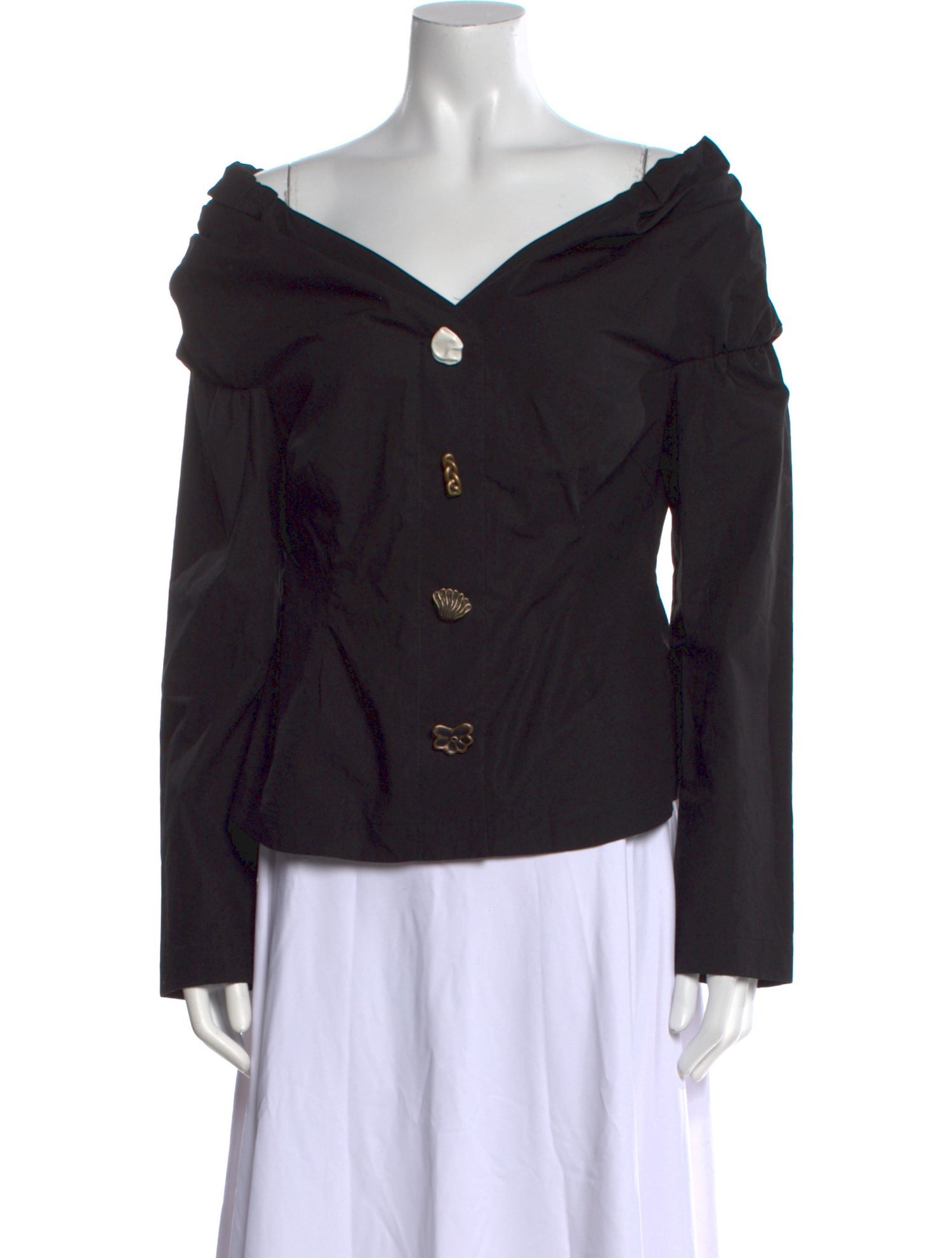 Rejina Pyo Off-The-Shoulder Long Sleeve Button-Up Top