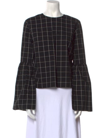 Rejina Pyo Plaid Print Crew Neck Top