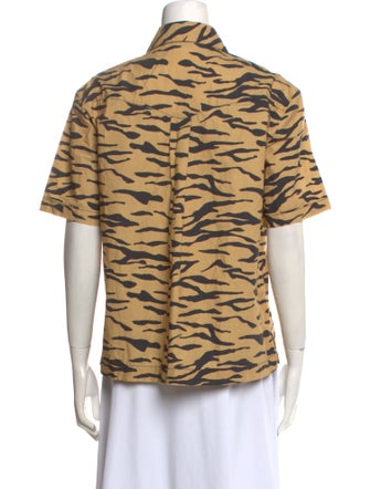 Rejina Pyo Animal Print Short Sleeve Button-Up Top