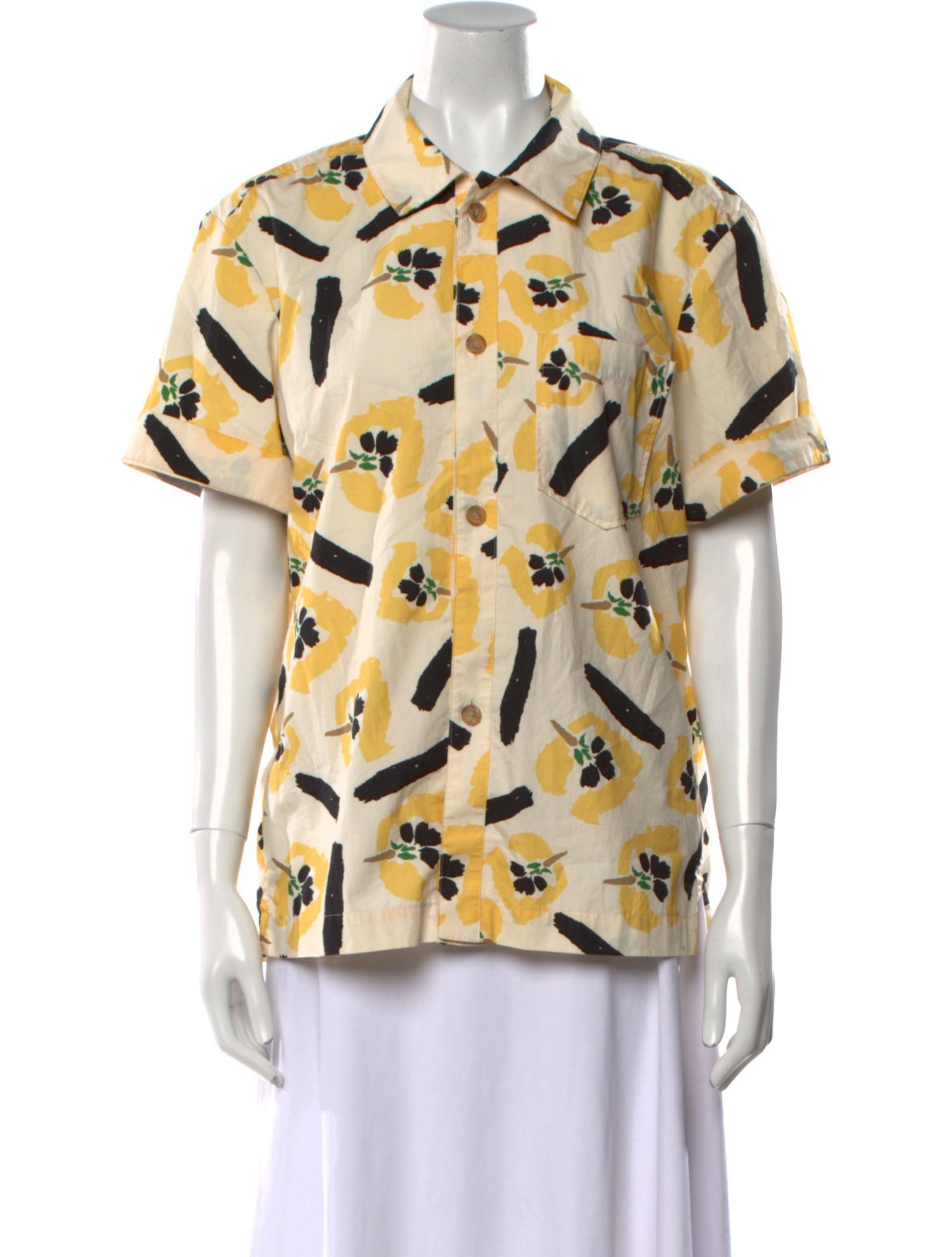 Rejina Pyo Printed Short Sleeve Button-Up Top