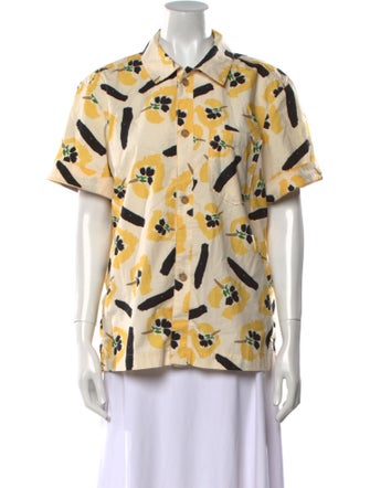 Rejina Pyo Printed Short Sleeve Button-Up Top
