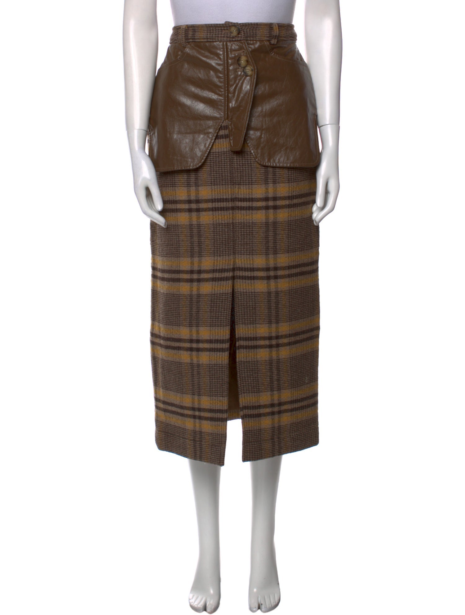 Rejina Pyo Plaid Print Midi Length Skirt