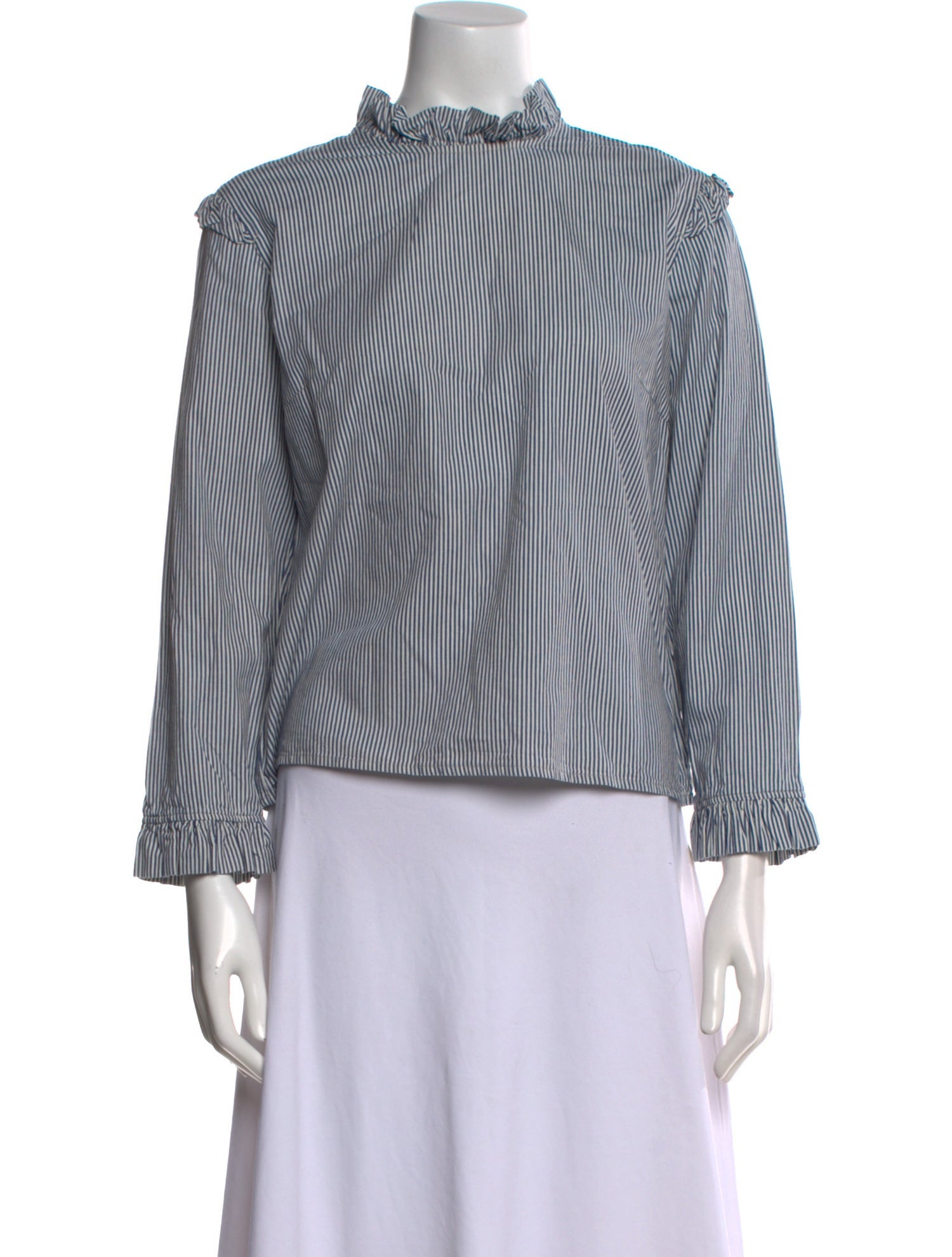 Rejina Pyo Striped Mock Neck Blouse