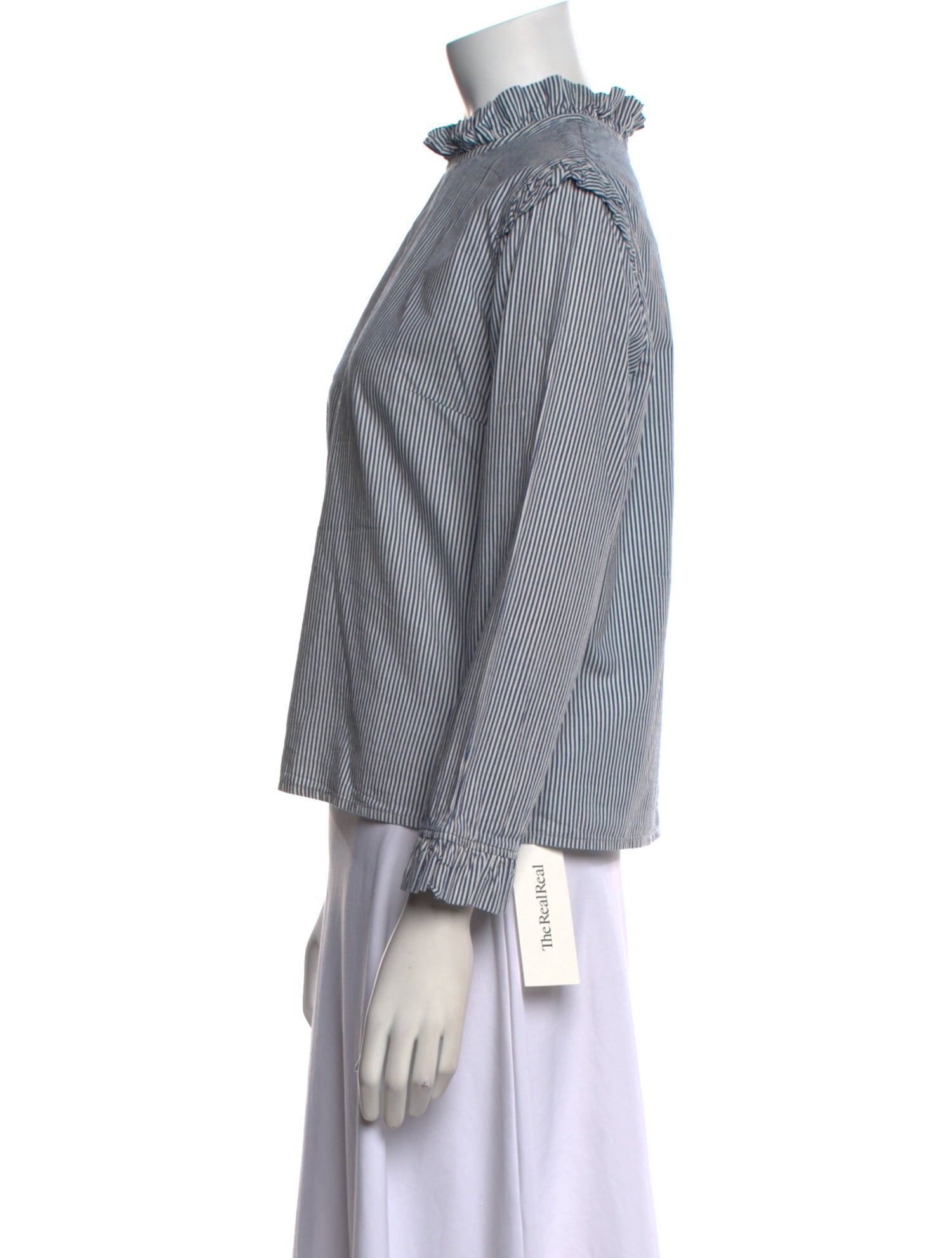 Rejina Pyo Striped Mock Neck Blouse